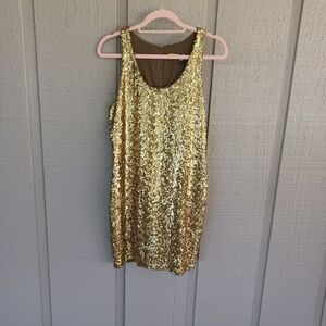 Alice And Olivia Sequin Silk Mini Dress Size M Women Party Sleeveless Gold Olive